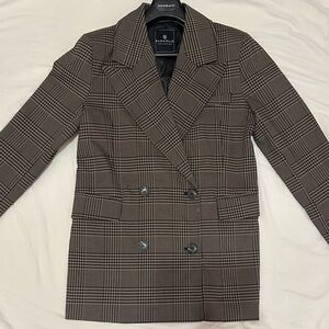 Bagatelle Brown Plaid Double-Breasted Blazer
